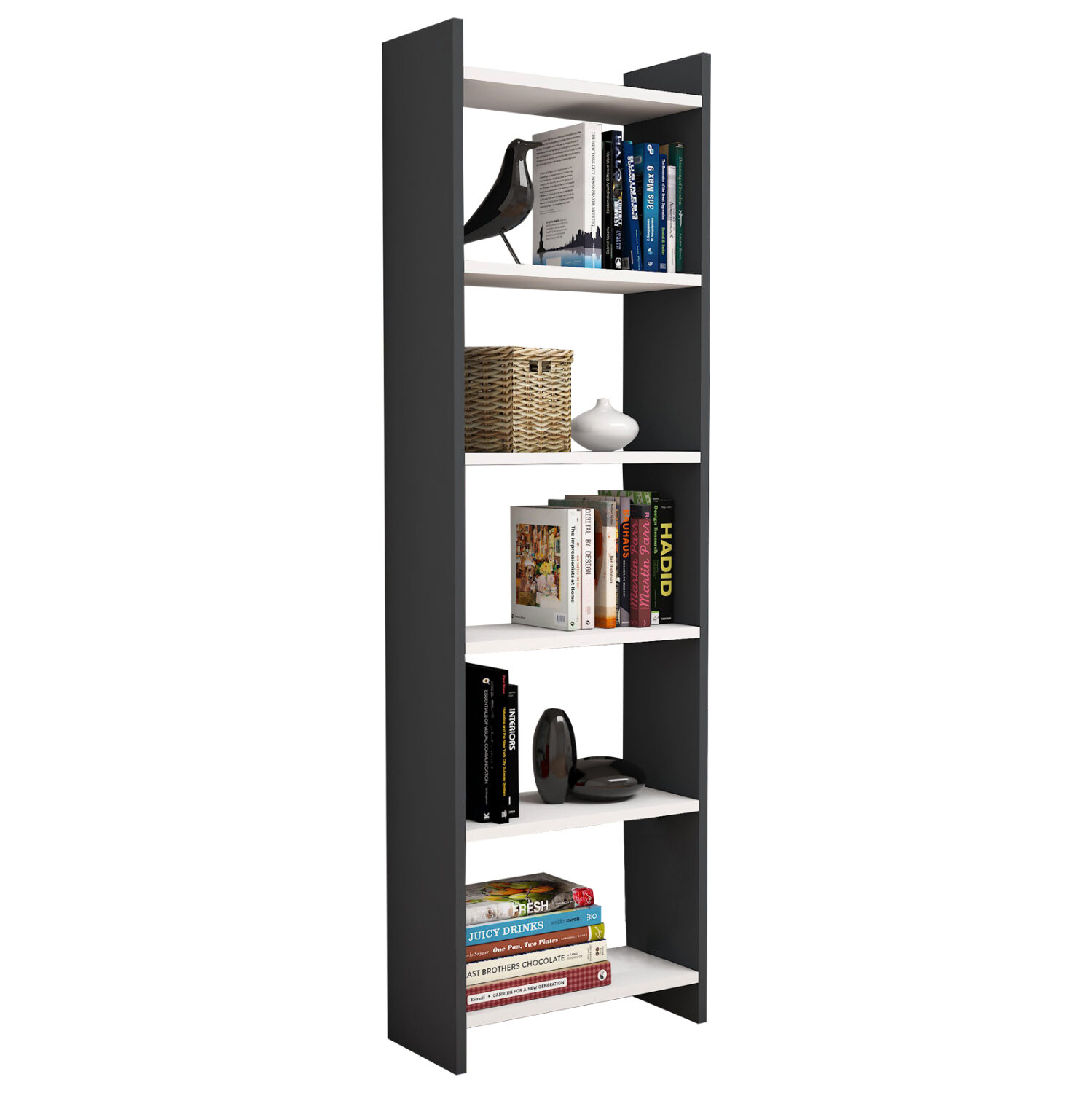 ΒΙΒΛΙΟΘΗΚΗ FB99226.13 ΜΕΛΑΜΙΝΗΣ ΓΚΡΙ-ΛΕΥΚΟ 48,5x22x160Υεκ.