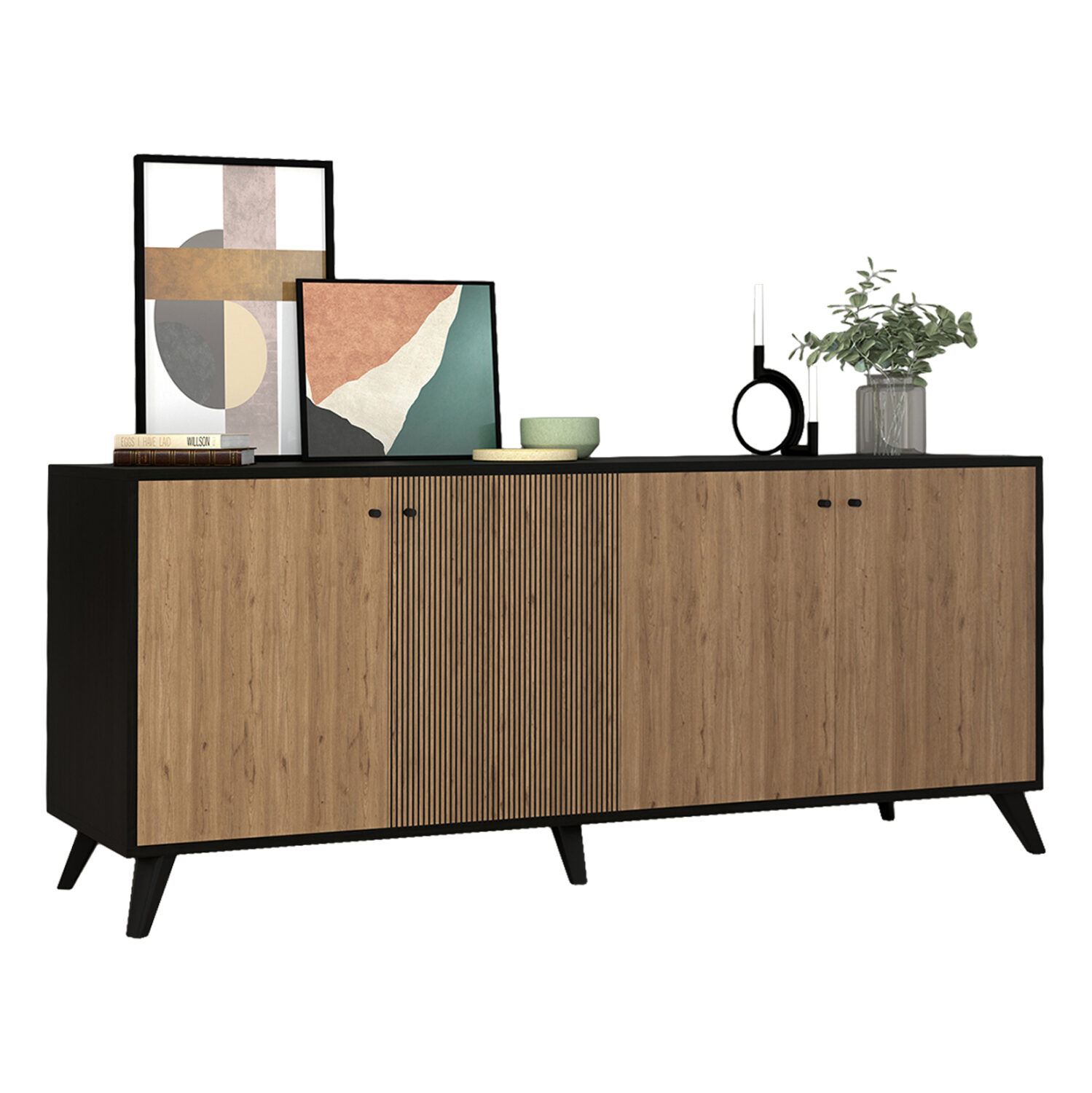 ΜΠΟΥΦΕΣ ΜΕΛΑΜΙΝΗΣ FB99446.11 ΜΑΥΡΟ-ΦΥΣΙΚΟ 180x40x78.6Υεκ.