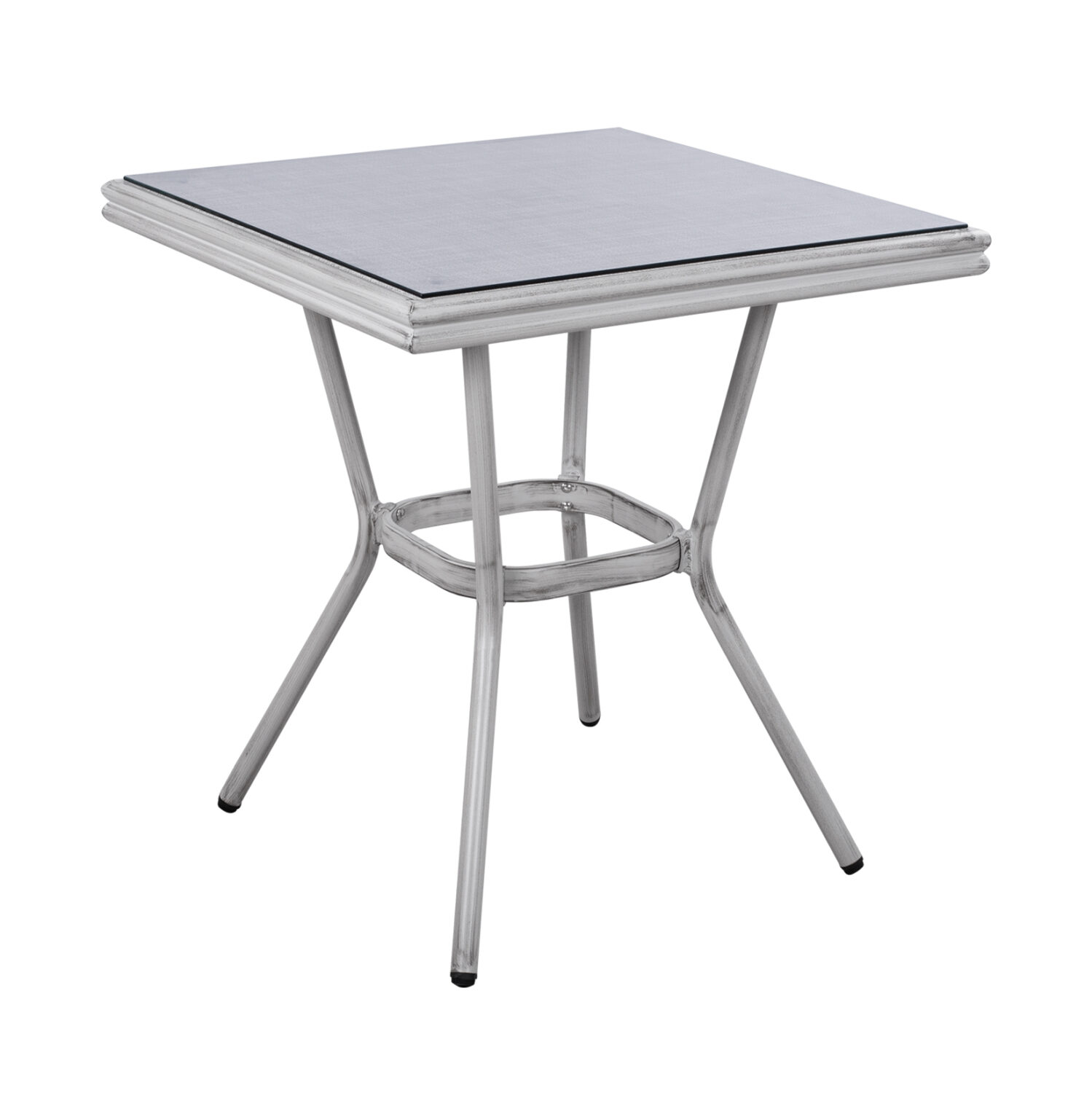 ΤΡΑΠΕΖΙ ΑΛΟΥΜΙΝΙΟΥ 70X70X76 BAMBOO FB95568.01 ΛΕΥΚΗ ΠΑΤΙΝΑ ΜΕ ΓΥΑΛΙ