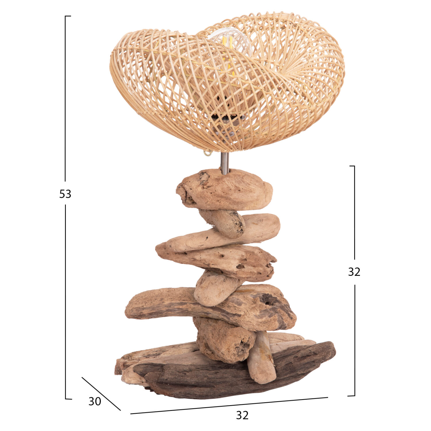 ΕΠΙΤΡΑΠΕΖΙΟ ΔΙΑΚΟΣΜΗΤΙΚΟ ΦΩΤΙΣΤΙΚΟ FB94431 DRIFTWOOD & RATTAN 32x30x53Υεκ.